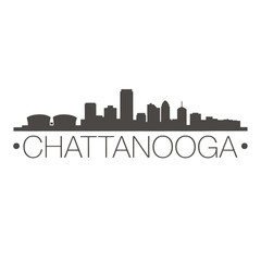 Obraz premium Chattanooga Skyline Silhouette Against White Background architecture