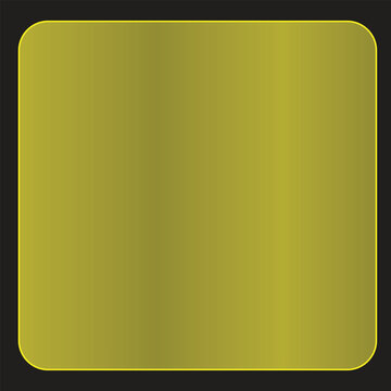 Abstract golden yellow gradient square button with rounded corners on dark background
