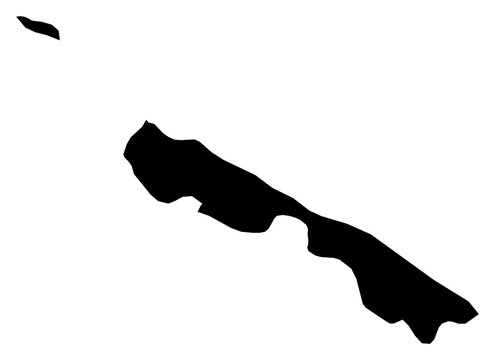 A contour map of Rennell and Bellona Province. Solomon Island province silhouette