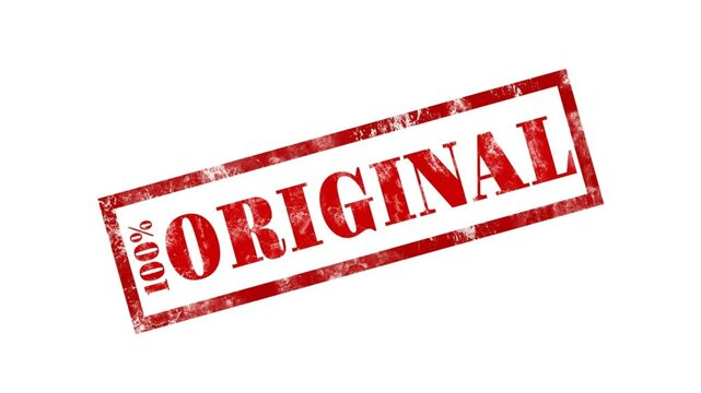 100% Original Red Rubber Stamp Stamping Motion Animation on White Background
