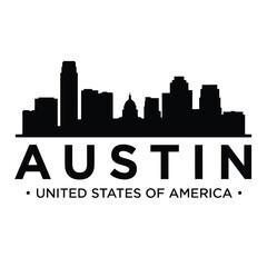 Fototapeta premium Austin city skyline silhouette against a white background