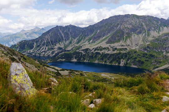 Scenic Alpine Lake Vista from Mountain Slope