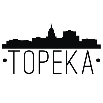 Topeka Skyline Silhouette With Typography On White Background