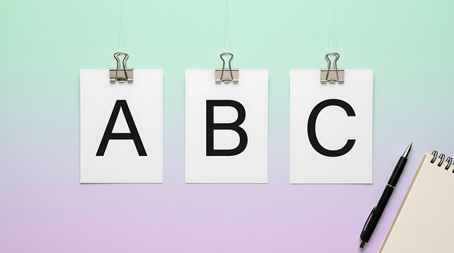 Educational flashcards with alphabet abc letters on clothesline alphabet flashcards education learning teaching literacy classroom stationery background creative development