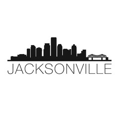 Obraz premium Jacksonville Skyline Silhouette Against White Background architecture