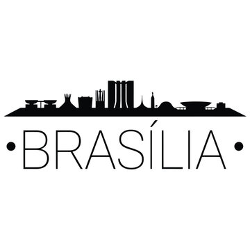 Bras lia Skyline Silhouette With City Name Black On White Background