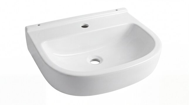 Shiny white porcelain bathroom sink basin with high gloss finish isolated on white background