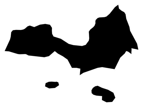 A contour map of Nueva Esparta State. Venezuelan state silhouette