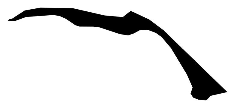 A contour map of North Abaco District. Bahamian district silhouette