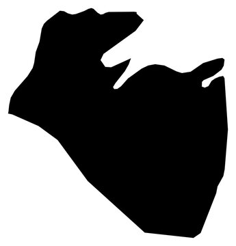 A contour map of Corozal District. Belizean district silhouette