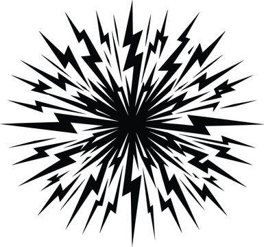 Dynamic black lightning bolt explosion vector illustration for energetic and power design projects