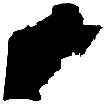 A contour map of Toledo District. Belizean district silhouette