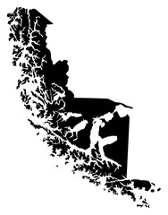 Fototapeta premium A contour map of Magallanes Region. Chilean region silhouette