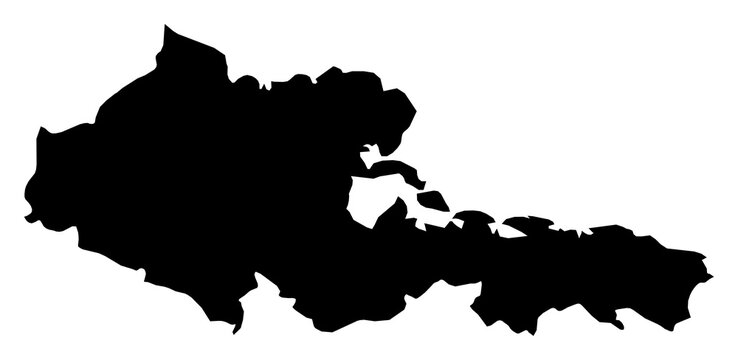A contour map of Holgu&iacute;n Province. Cuban province silhouette