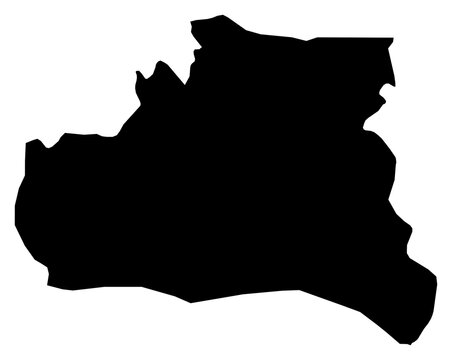A contour map of Mayabeque Province. Cuban province silhouette