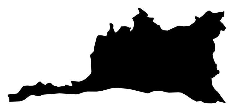 A contour map of Santiago de Cuba Province. Cuban province silhouette