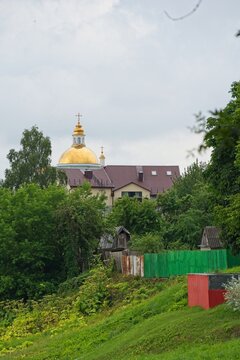  Polotsk, Belarus, July 11, 2026. The dome of the church over residential buildings.                              