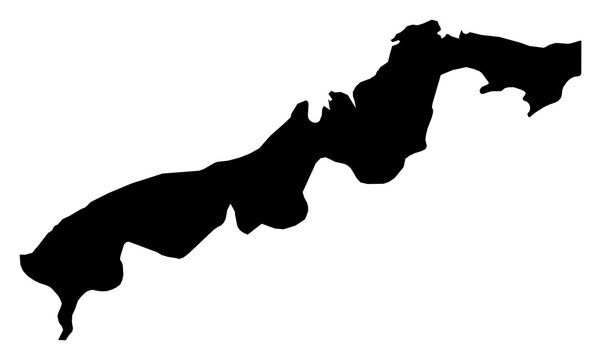 A contour map of Col&oacute;n Province. Panamanian province silhouette