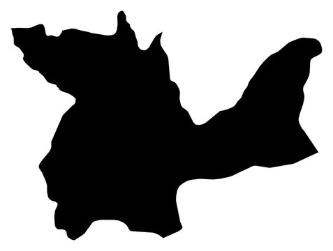A contour map of Huanuco Department. Peruvian department silhouette