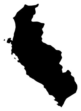 A contour map of Ica Department. Peruvian department silhouette