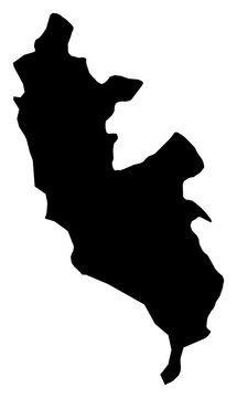 A contour map of Lima Province. Peruvian capital district silhouette