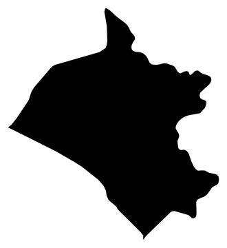 A contour map of Lambayeque Department. Peruvian department silhouette