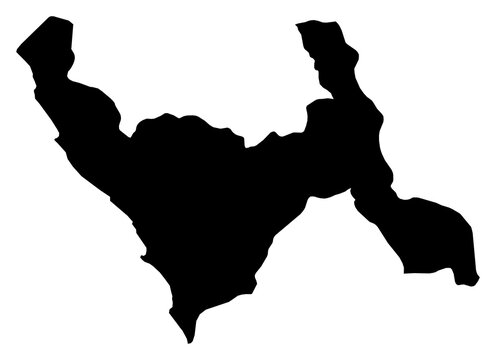 A contour map of La Libertad Department. Peruvian department silhouette