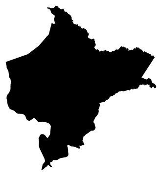 A contour map of Loreto Department. Peruvian department silhouette