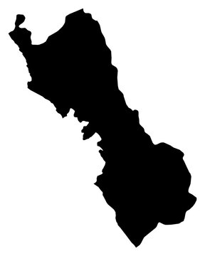 A contour map of Lima Department. Peruvian department silhouette