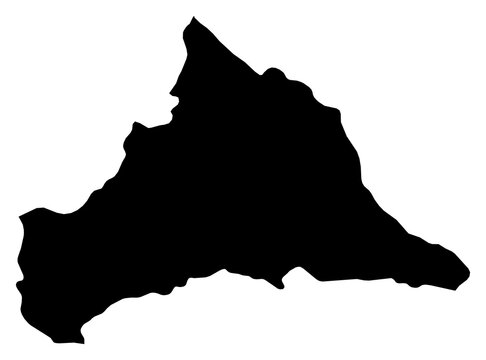 A contour map of Cerro Largo Department. Uruguayan department silhouette