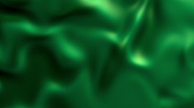 Green emerald liquid silk background featuring smooth undulating folds and satin luster. Elegant organic fluid texture ideal for luxury product backdrops, wellness branding, and background overlay
