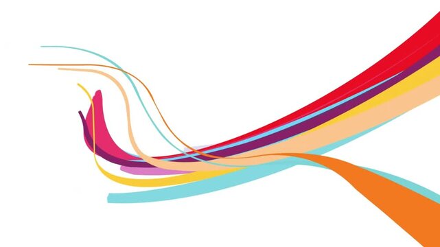 Abstract Colorful Wavy Lines Motion Loop on White Background
