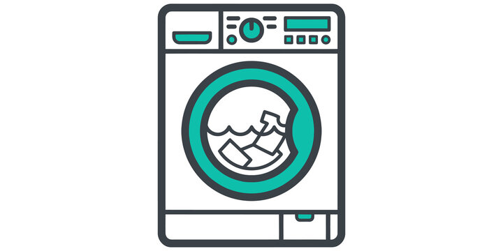 modern washing machine laundry appliance icon isolated on transparent background