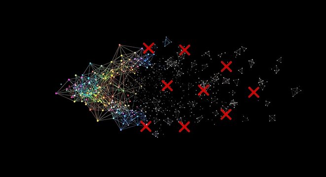 Geometric network with red crosses against a black background a digital illustration abstract arrangement axis