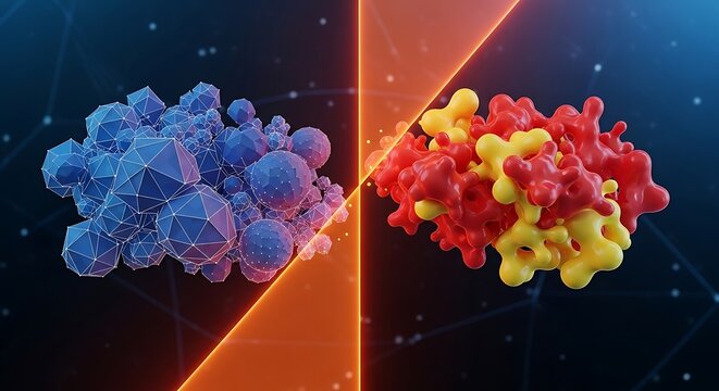 Molecular Structure Representation A 3d Render With Blue And Red Yellow Color Scheme molecule cellular