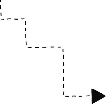 Black dashed line step pattern with an arrow pointing forward