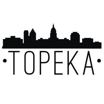 Topeka Skyline Silhouette With City Name Black On White Background
