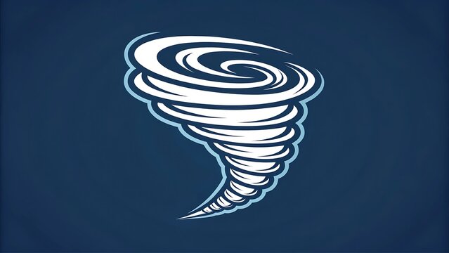 Abstract tornado spiral logo with smooth flowing lines, premium modern branding, flat vector artwork, isolated background.