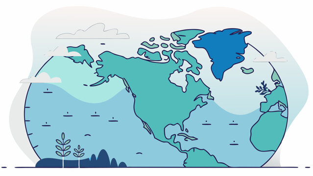 Stylized Earth Globe Map Illustration with North America and Greenland