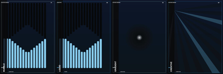Naklejka premium Abstract geometric dark blue background design set
