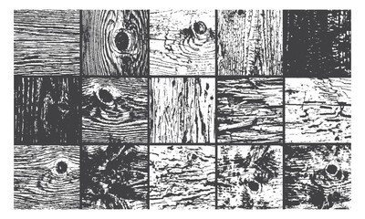 Fototapeta premium Set of 15 rustic wood grain textures for natural design background elements