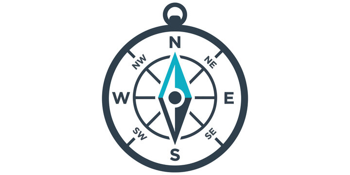navigation compass direction and travel tool isolated on transparent background