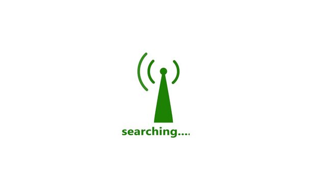 Animated Wi-Fi Signal Icon searching, Wifi animation, wireless and wifi icon or sign animation for searching remote internet access in the background,