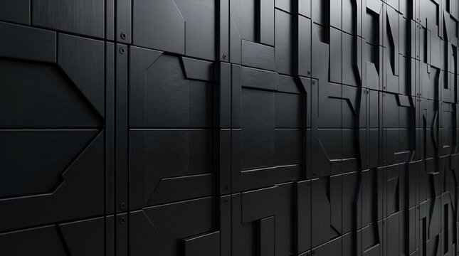 Futuristic dark metal paneling, sci-fi bulkhead texture, geometric bulkhead background