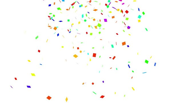 2D confetti  animation footage, golden foil confetti pieces falling, festive celebration, confetti burst overlay, 4K colorful circular confetti explosions overlay on white screen background