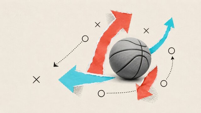 Abstract basketball sport theme paper collage style illustration