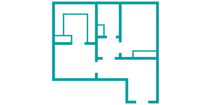Architectural floor plan blueprint layout schema isolated on transparent background