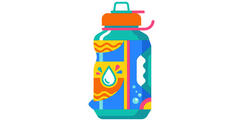 Fototapeta premium Colorful water bottle fitness hydration container isolated on transparent background