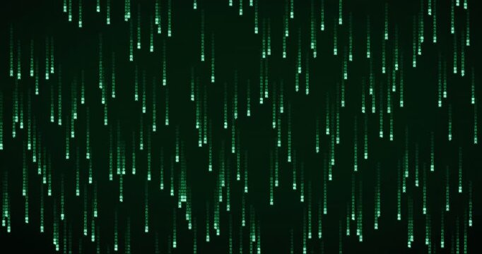 Dense matrix code rain animation with glowing green Han characters falling slowly across the screen.