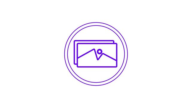 Gallery Icon Animation with Circular Outline Frame on Black Background animation.. video